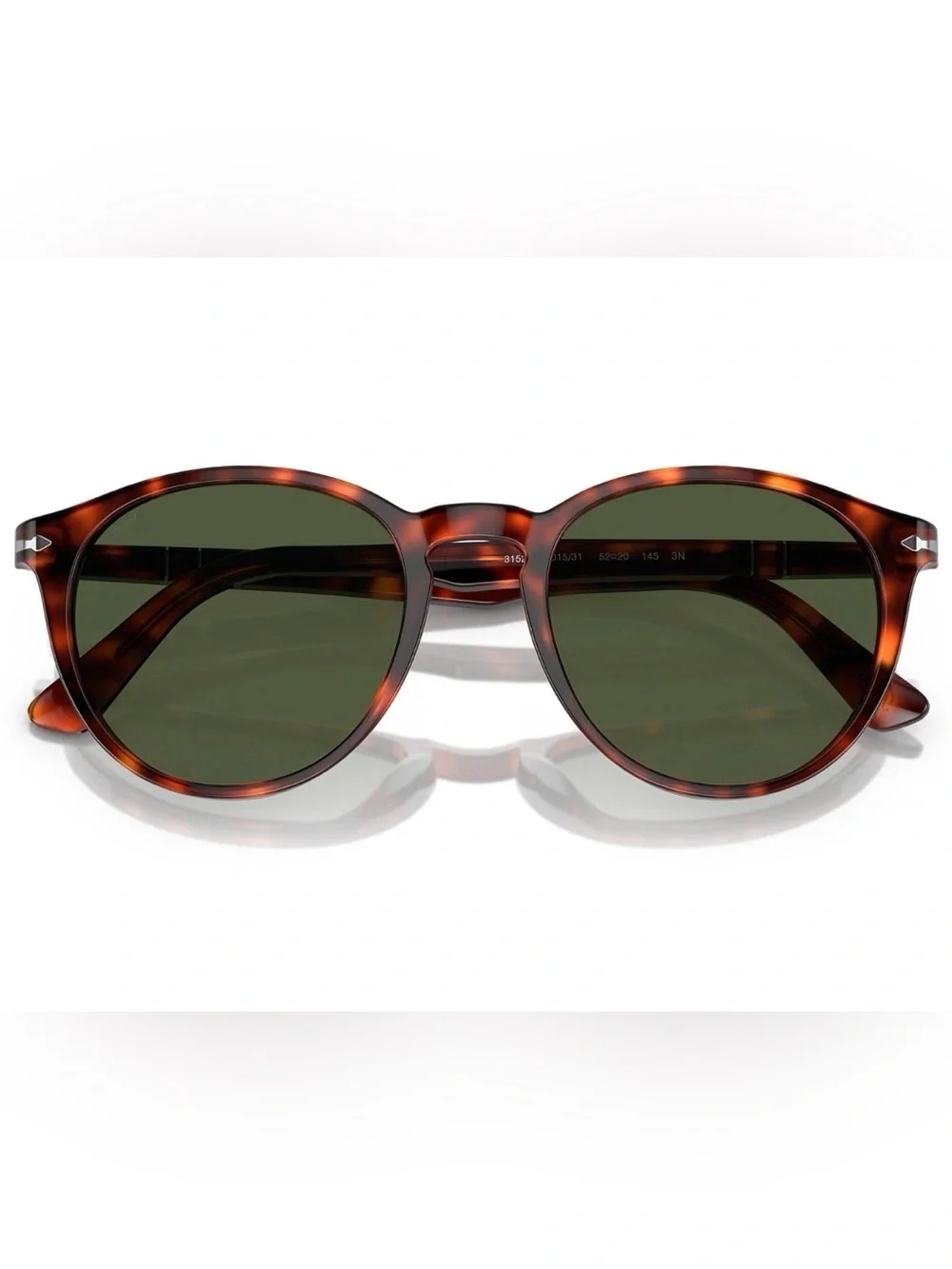 Persol PO3152S - Classic Tortoiseshell Round Sunglasses - Green Lenses